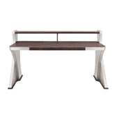 Brancaster Retro Brown Top Grain Leather & Aluminum Desk Model 92857 By ACME Furniture